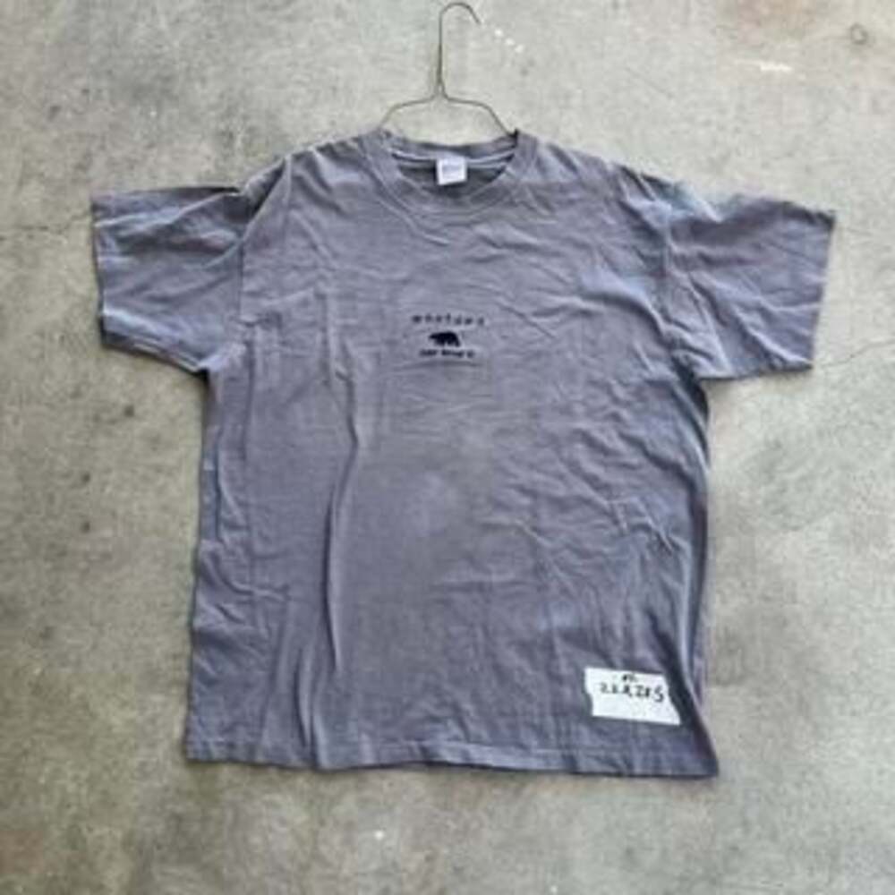 Vintage 90s Anvil Montana Just Bear It Embroidered T-Shirt Grey XL